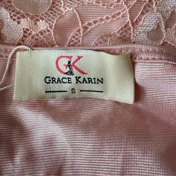 GRACE KARIN Peach Lace Long Sleeve Tunic Blouse Top Size S Coquette Office NWT - Picture 5 of 7
